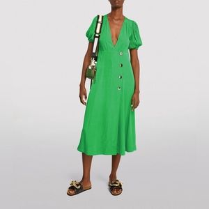 GANNI puff sleeve midi dresd